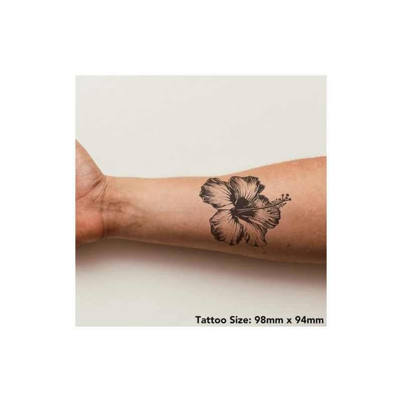 'Hibiscus Flower' Temporary Tattoo - Water Resistant, Skin-Safe, Non-Toxic Transfer