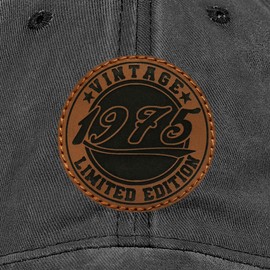 Venrcoxz Vintage 1975 50th Birthday Gifts for Men Women Adjustable Washed Leather Patch Baseball Cap Gift Ideas for Dad Mom