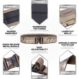 Tacticon Battle Belt | Padded Tactical Nylon Belts | Disabled Combat Veteran Owned Company | Heavy Duty Belt with Quick Release Metal Buckle