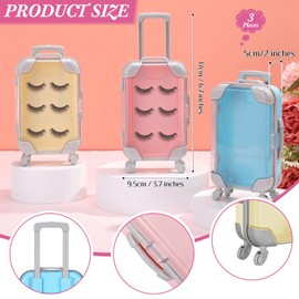 Honeydak 3 Pcs Mini Plastic Suitcase False Eyelashes Tray Luggage Trolley Candy Box Clear Suitcase Packaging Case Party Favor Box for Party Wedding Family Vacation Jewelry Cosmetic Hairpins Storage