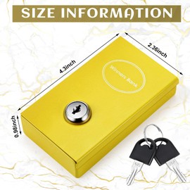 Reallnaive 1 Pack Metal Box for Gamblers Pocket Sized Winner Bank Casino Cash Box with 2 Keys Portable Casino Money Safe strongbox for Cash Saving Go Home Money Gifts(Gold)