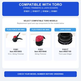 51881 Replacement for TORO String Trimmer Bump Head Spool Compatible with Toro Model 51831 51831T 88616 String Trimmer,Fit for Toro 60v Max Flex-Force Power System 13"&15" Cordless String Trimmer
