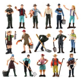 16Pcs People Figurines Model Little Farmer People Figures Realistic Hand Painted Farmer Plastic Figures Tiny Sitting Farm Keeper Preschool Educational Cognitive Toddlers