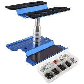GDOOL Universal Aluminum Alloy RC Car Work Stand Repair Workstation Adjustable Height 360 Degree Rotation Lift Or Lower & 270 pcs M3 M4 M5 Screw for 1/8 1/10 1/12 Scale Cars Trucks(Dark Blue)