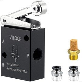VIILOCK Pneumatic Mechanical Valve, 2 Position 3 Way 1/4”PT Roller Lever Type Normally Closed Air Valve JM-07
