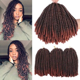 Xtrend 90strands Synthetic Fiber Ombre Spring Twist Hair 8 inch Crochet Braiding Hair for Distressed Butterfly Locs Passion Twist Crochet Hair Extensions Fluffy Twist T350