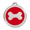Red Dingo Stainless Steel with Enamel Pet I.D. Tag - Bone (red, medium)