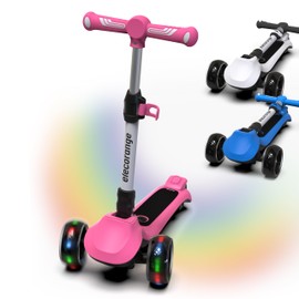 Elecorange T500 Electric Scooter for Kids Ages 4-9, Extra Pair of LED Wheels, Electric Horn, Ride On for Kids 4-8, 3 Wheel Electric Scooters for Kids 5-7, Princess Scooter for Girls, Blue