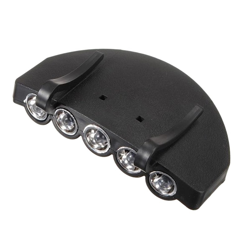 OSALADI 5 LED Clip-On Head Hat Light Cap Lamp Headlight