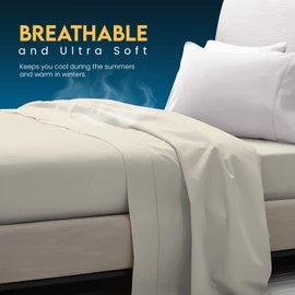Sunshine Comforts Egyptian Cotton Flat Sheets Super King Size Breathable, Anti Wrinkle, Shrink and Fade Resistant 200 Thread Count Bed Sheets Cream Bedding & Linen 280 x 254cm Super King Flat Sheet