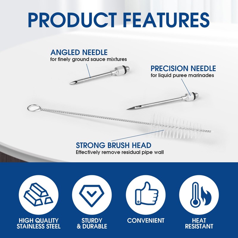 Turkey Baster with Silicone Suction Bulb, Stainless Steel Food Grade