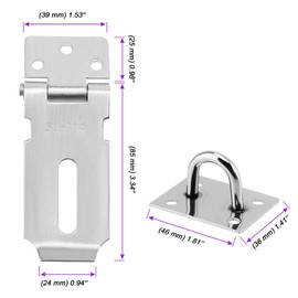 JOIKIT 6 PCS 3 Inch Padlock Hasp, 304 Stainless Steel Door Security Clasp, Door Latch Lock with Screw, Shed Lock Hasp for Home Door, Cabinet, Gate