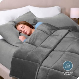 Bare Home Weighted Blanket King Size 25lb (80" x 87") for Adults - Minky Fleece - Premium Heavy Blanket Nontoxic Glass Beads (Grey, 80"x87")