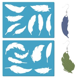 GORGECRAFT 2 Styles Jewelry Shape Template Reusable Earrings Making Plastic Feather Cutouts Cutting Stencil Lapidary Templates for Cabochons Bracelets Earrings Making Jewelry DIY Crafts 5x3.5 inch