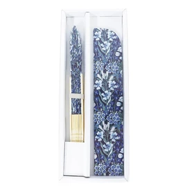 Ken Onishi SGF30-LIA10 Shell Folding Fan / Fan Bag Set, Bouquet/Navy; Size: (Fan) Approx. 8.7 inches (22 cm), Fan Bag: Approx. 1.8 x 9.1 inches (4.5 x 23 cm)