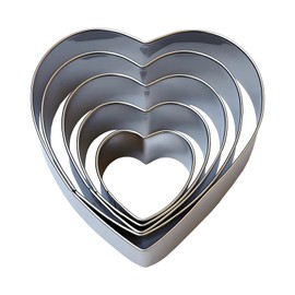 XGAKWD Heart Cookie Cutter Set - 5 Piece - 4", 3 2/5", 2 3/4", 2 1/5", 1 5/8", Heart Shaped Biscuit Cutters
