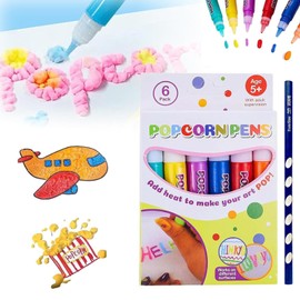DGUSO Magic Pen Puffy Pens Pack of 6 Magic Popcorn Colour Paint Pen Magic Colour Bubble Popcorn Drawing Pens Puffy Bubble Pen Puffy Magic Drawing Pens Magic Puffy Pens (Bring a Pencil)