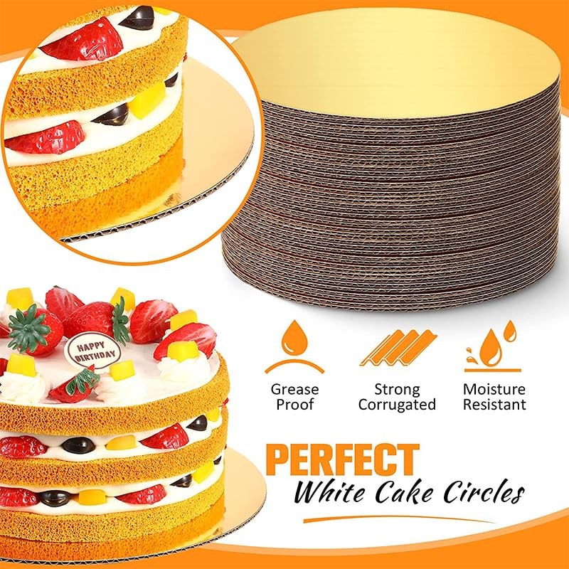 Generic [20/40/100pcs] 8 in White Cakeboard Round,Disposable Cake Circle Base