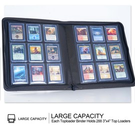 D DACCKIT Toploader Binder, Holds 288 Toploaders, 9 Pocket Top Loader Binders with Sleeves for 3" x 4" Rigid Card Holders for Trading Cards or Sports Cards in 3 x 4'' Toploaders - Black