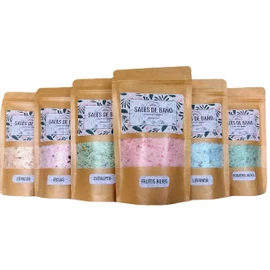 Pasión Orgánica-Sales de baño epsom pies pedicure aromaterapia tina aceites esenciales y flores naturales (Romero-Menta)