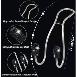 MTGOCHA Car Headrest Hooks Car Purse Hook, Universal Bling Car Seat Hooks Hanger, Car Hook for Purses and Bags Cute Metal Car Purse Holder Hook, Bling Car Accessories for Women, Black