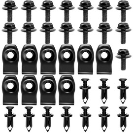 35PCS Engine Under Cover Splash Shield Guard Body Bolts, Bumper Fender Liner Push Retainer Fastener Rivet Clips, Universal Extruded U-Nuts Kit, Black