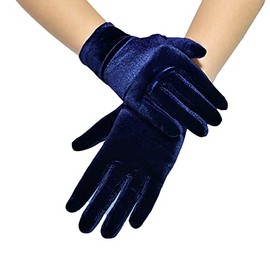 Women's Gloves Satin Classic Opera Fest Party Audrey Hepburn Gloves 1920s Style Gloves Elastic Adult Size for Women Wrist Length Short Velvet Gloves Party Costume Gloves Blue
