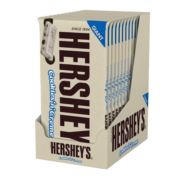 HERSHEY'S Cookies 'N' Crème Giant Bar, (6.5-Ounce Bar, Pack of 12)