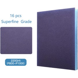 16Pcs 220 Grit Sanding Sponge, Jamiikury Sanding Blocks Washable and Reusable, Wet Dry Sandpaper Sponge for Wood Metal FurniturePaint and Drywall