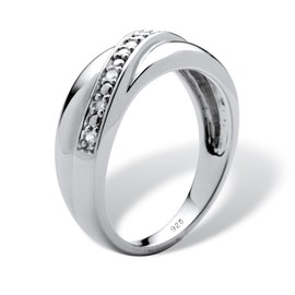 PalmBeach Men's Platinum or 18k Yellow Gold Plated Sterling Silver Diamond Wedding Band Ring (1/10 cttw, I Color, I3 Clarity) Size 13