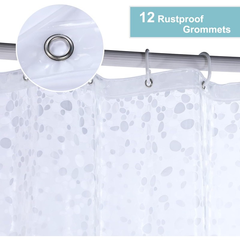 Shower Curtain Liner 76 Inches Long, 3D EVA Heavy Duty
