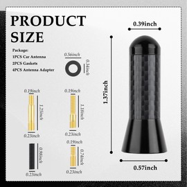 Carbon Fiber Car Antenna with 6PCS Antenna Adapter,Universal Stubby Antenna Car Antenna Replacement for Car Truck SUV,The Most Stylish Car Accessories for Car Decoration (Black)