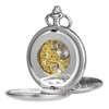 TREEWETO Men's Women's Pocket Watch Steampunk Skeleton Mechanical Silver Fob