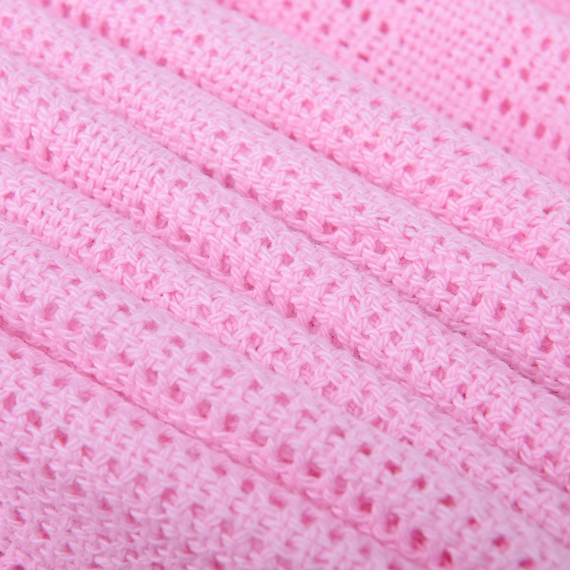 Pink Premium Quality 100% Cotton Cot Cellular Blanket,(100cmX150cm) Made in