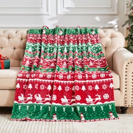 Edenleaf Christmas Blanket Soft Cozy Snowflake Reindeer Blanket, Christmas Throw Blankets for Couch Bed Home Decor Gifts, Fuzzy Warm Winter Holiday Throw Blanket 60"x80"