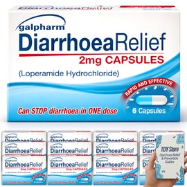Diarrhoea Relief (12 Pack) 72 Loperamide Hydrochloride GSL, TDY Bundle Including Diarrhoea Causes & Relief Guides + Stool Chart & Recording Chart - Packaging May Vary