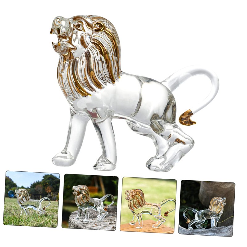 ORFOFE Decorative Lion Statue Crystal Lion Shape Tabletop Decor for