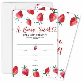 Strawberry Theme Baby Shower Invitations, A Berry Sweet Baby is On The Way！ Shower Fill-In Invitation Cards With Envelopes - Gender Reveal Party Decorations & Supplies-B08