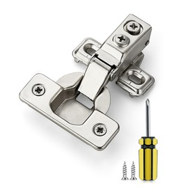 Ravinte 6 Pack 3 Pairs 1/2 Inch Overlay Brushed Nickel Short Arm Kitchen Cabinet Hinges,Soft Close 105 Degree Concealed Hinges with Screwdriver and Mounting Screws Used for Face Frame Door