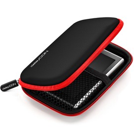 deleyCON Navi Tasche Navi Case Tasche für Navigationsgeräte - 4,3 Zoll & 5 Zoll (14,6x9,3x3,4cm) - Robust Stoßsicher 2 Innenfächer - Rot