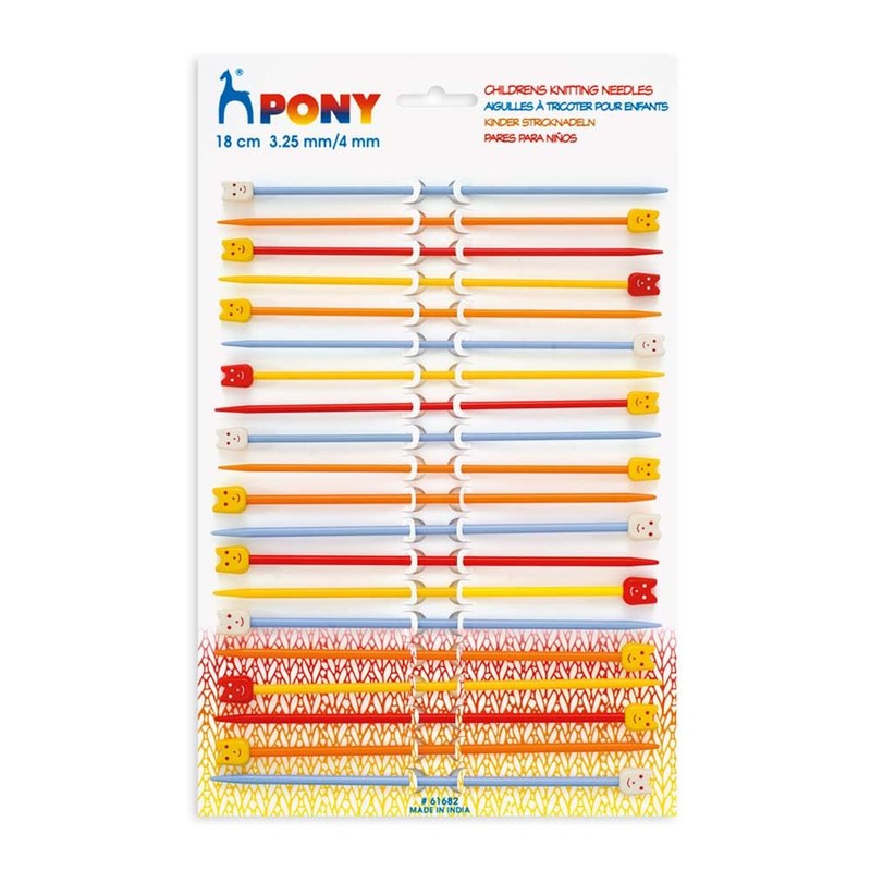 Pony Childrens Kids Starter Knitting Needles Knit Pins Length 18cm