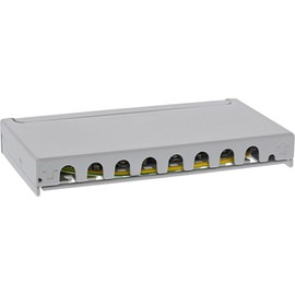 InLine® Patch Panel Cat.6A 0.5U 8-Way for Table / Wall / DIN Rail with Dust Protection Grey