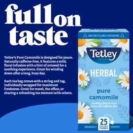 Tetley Tetley Pure Camomile Tea a? 20 Teabags, Naturally Caffeine-Free, Soothing Herbal Teabag for Relaxation and Stress Relief