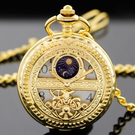 Alwesam Vintage Design Case Pocket Watch Mens Quartz Watches with Chains Christmas Graduation Birthday Gifts Fathers Day