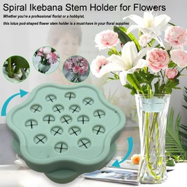 Hanataba Flower Arranger Twist, Silica Spiral Ikebana Stem Holder for Flowers, Floral Grid for Vase, Flower Bouquet Accessories for Vases, DIY Flower Arrangement Holder. (Green)