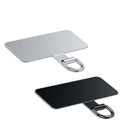 WEZCHUGHAOL Metal Phone Tether Tab & Lanyard Patch for & Cell Phones - Durable Strap Replacement Part Compatible with All Full Phone Cases - Phone Accessories (Silver+Black)