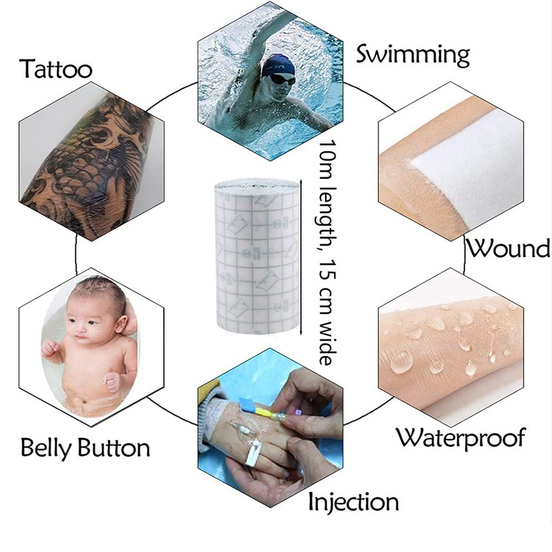 Tattoo Aftercare 10m x 15cm Tattoos Bandage Waterproof Transparent Second