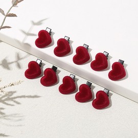 Heart Small Hair Clips 10Pcs Valentin Day Hair Clip Wine Red Cute Hair Barrettes Heart Shape Design Valentin Hair Accessories Non Slip Kawaii Hair Pins for Women Party Costume Hair Decorations