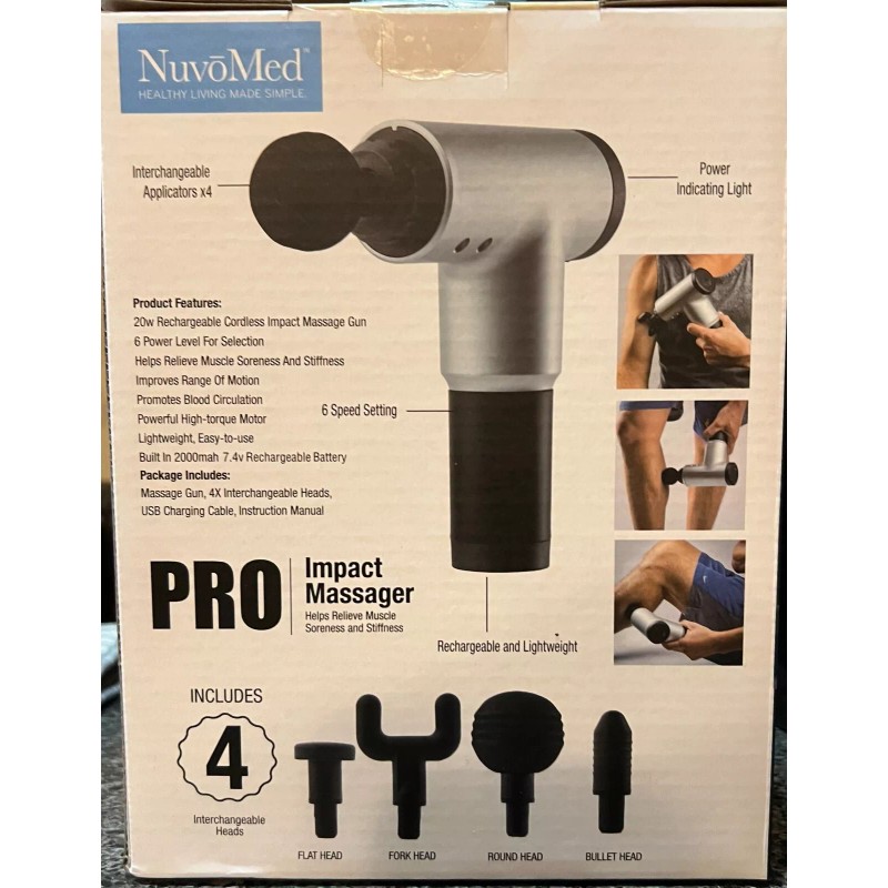 NuvōMed 6 Speed Pro Impact Massage gun / includes 4