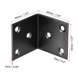 TA-VIGOR Heavy Duty L Brackets 40 x 400 x 50mm Black Stainless Steel Corner Braces 90 Degree Brackets with Screws Metal Support Plates for Shelves Furniture Pack of 8